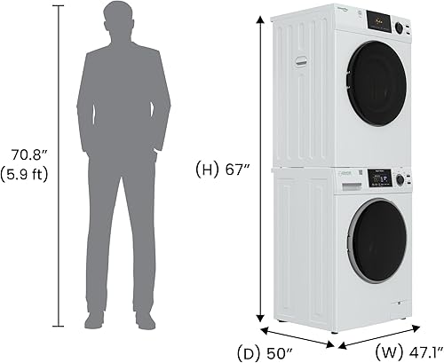 Miniatura 4 de Juego de lavandería Equator 18 Lbs Lavadora 1.9cf+Secadora Ventilada 4cf SINGLE OUTLET 110V