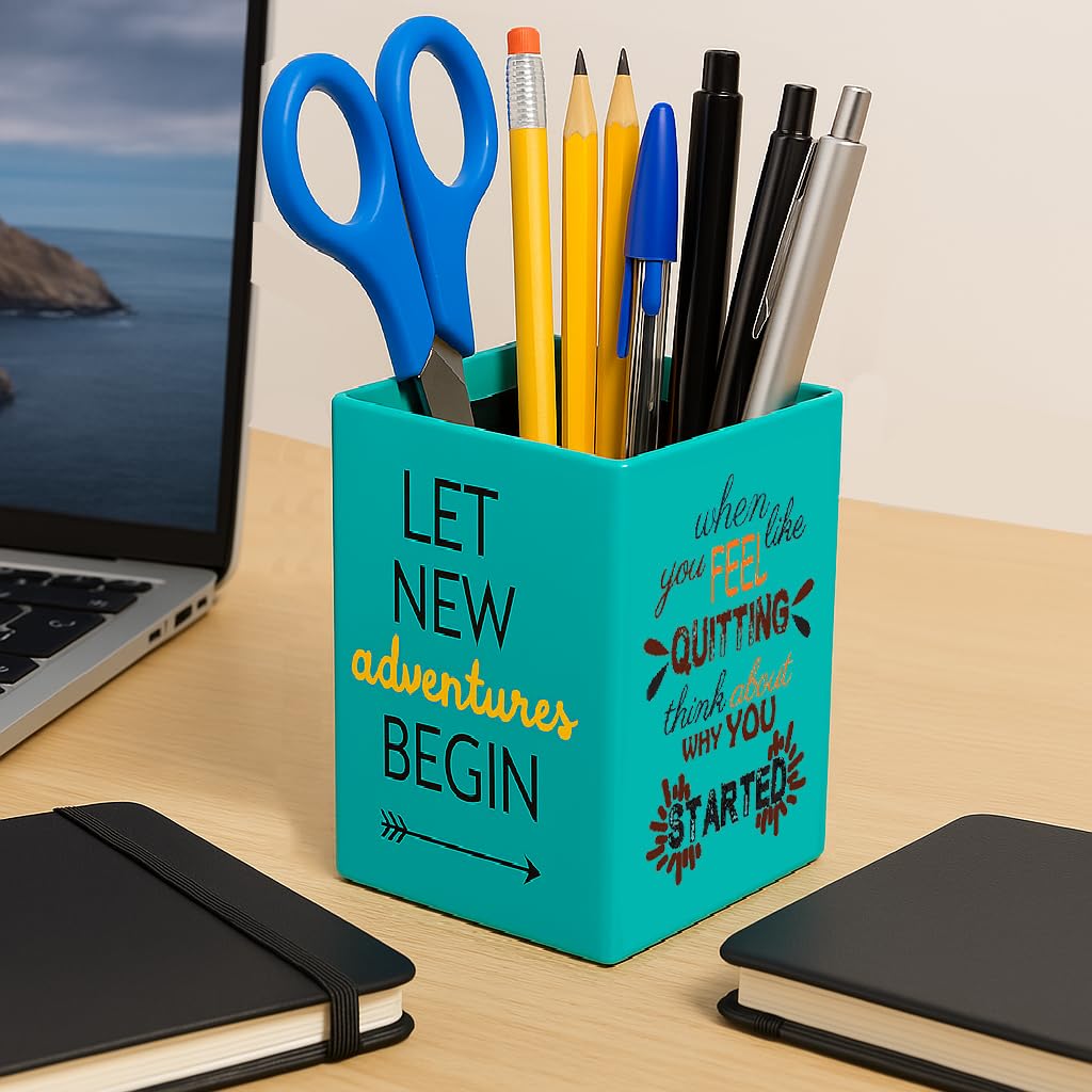 AccuPrints motivational Pen Stand holder Size: 4 x 2.75 inch | Desk Organizer PEn Pencil Holder for Office and Home Decor 1