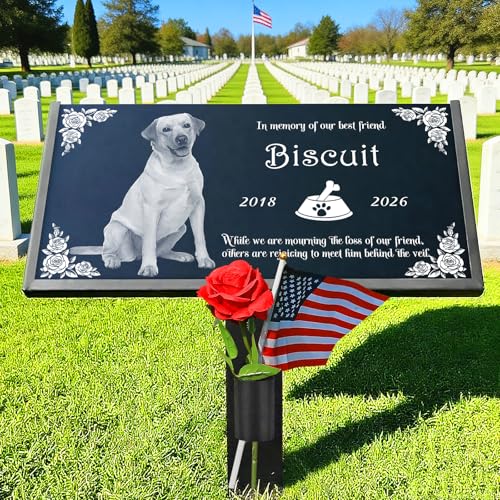 Image of Pet Memorial Stone, Personalized Granite Grave Marker for Dog Cat