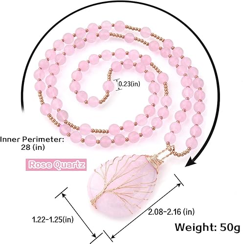 Miniatura 6 de Jovivi Collar de cristales curativos de cuarzo amatista natural, con dije de piedra preciosa de chakra envuelto en lágrima envuelta en alambre de 28