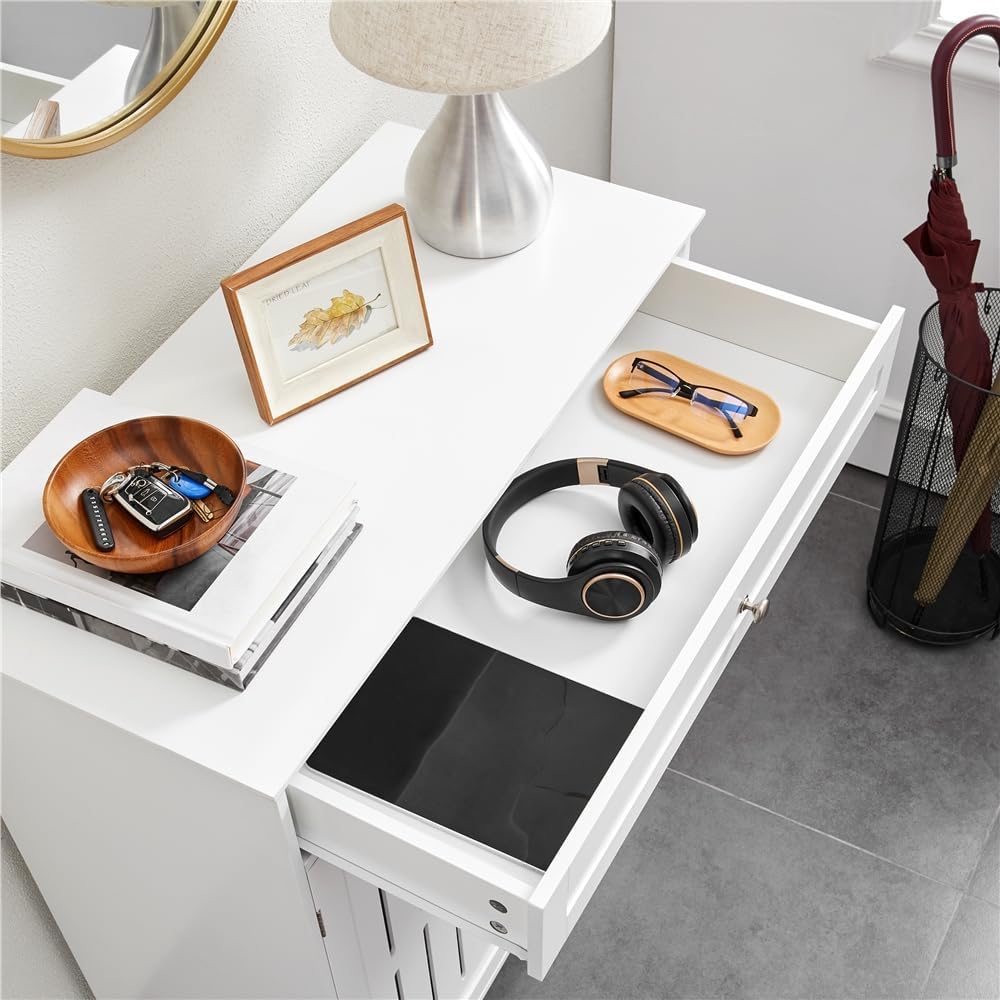 Yaheetech Mueble Zapatero de 2 Puertas Armario de 4 Niveles para Zapatos Mueble Auxiliar con Cajón y Estantes Ajustables para Entrada de Salón 78 x 37 x 86 cm Blanco