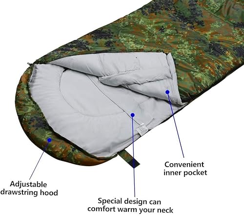 Miniatura 10 de Saco de dormir, 3-4 estaciones, cálido clima frío, ligero, portátil, saco de dormir impermeable con saco de compresión para adultos y niños,