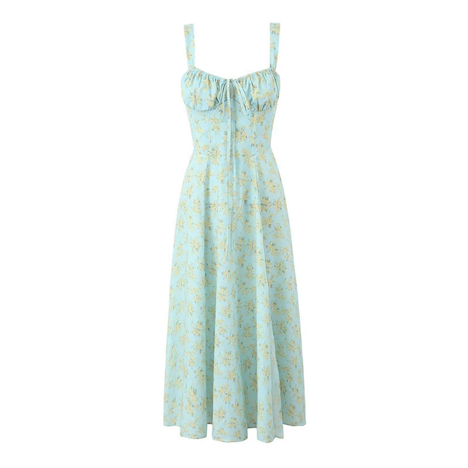 Jupe à bretelles florale avec lien au cou robe légère dos nu pour femme taille S motif fleuri