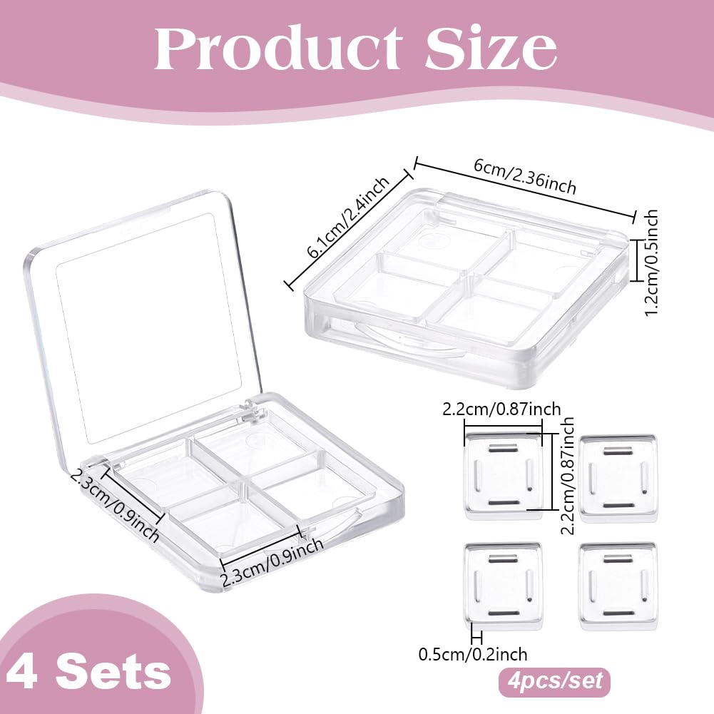 PH PandaHall 4pcs Empty Eyeshadow Palette, Clear Eyeshadow Pigment Tray with Metal Pans Eyeshadow Box Pallet Eye Shadow Lipstick Storage Case Box Makeup Container for Lip Eyeshadow Paints Cosmetic image 2