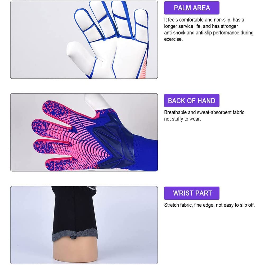 Guanti da calcio per bambini, Guanti da portiere da calcio Guanti da calcio professionali, Guanti da allenamento Equipaggiamento con doppia protezione del polso, resistente all'abrasione, antiscivolo