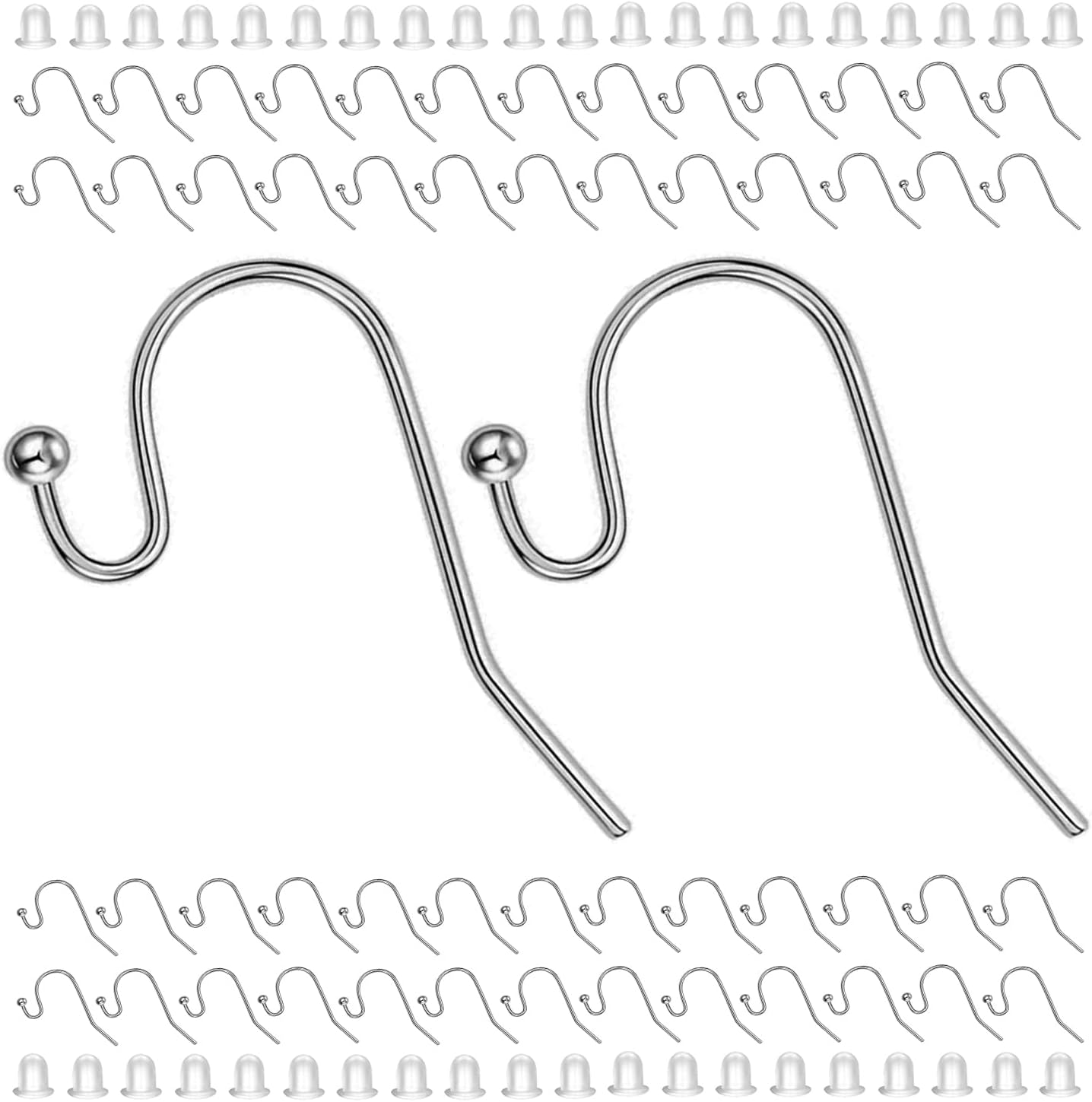 BEADNOVA Earring Hooks 150pcs Stainless Steel Ball Dot Ear