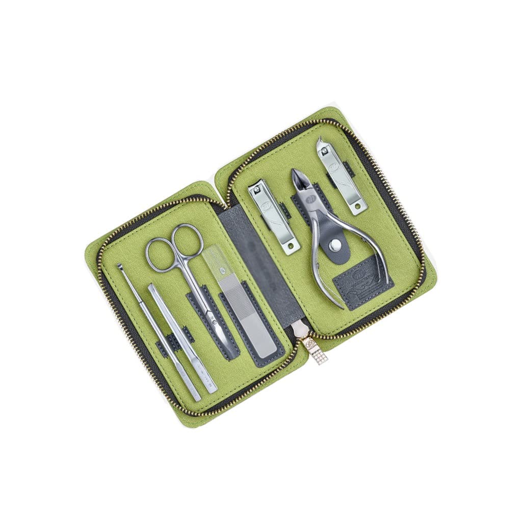 Recortador de uñas, juego de manicura Juego de cortaúñas Juego de manicura de pedicura profesional Herramienta de cuidado de belleza de acero inoxidable Juego de belleza con estuche de cuero de PU ver