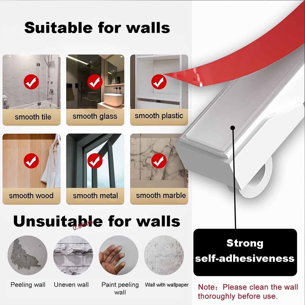 Tringle à rideaux ultra fine - Fixation murale - Auto-adhésive - Séparateur de pièce - Tringle de douche sans perçage - 320 cm