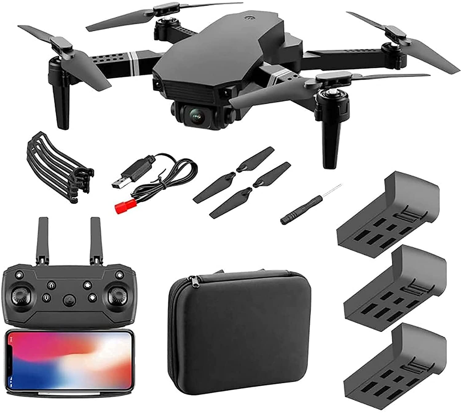 Drone GPS WiFi 4K HD Live Video Doppia Fotocamera per Principianti, Quadricottero Pieghevole Telecomando, Mantenimento Altitudine, Ritorno Automatico, Controllo dei Gesti, Seguimi, Modalità Se
