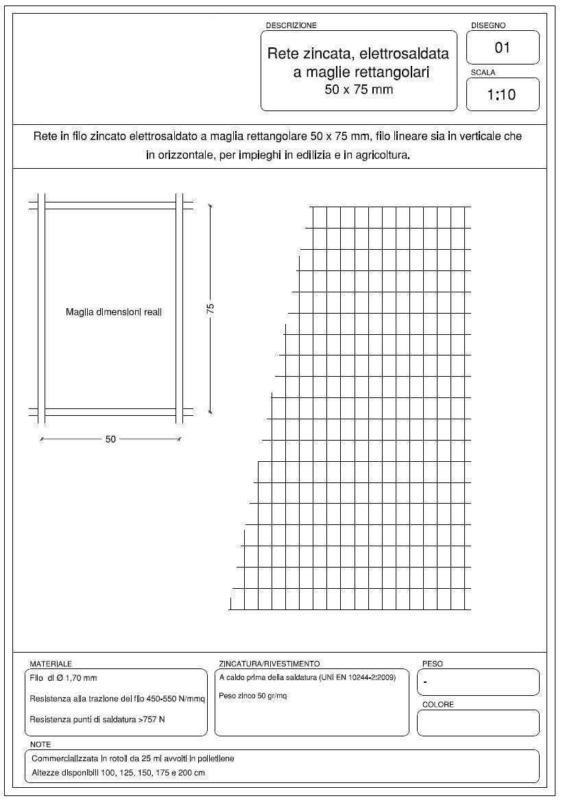 Rete Elettrosaldata Zincata – Maglia 50×75 mm – Filo 1,7 mm – Rotolo 25 m – MADE IN ITALY – Per Recinzioni, Giardino, Orto, Pollaio – Altezze 100/125/150 cm (Altezza 150 cm)