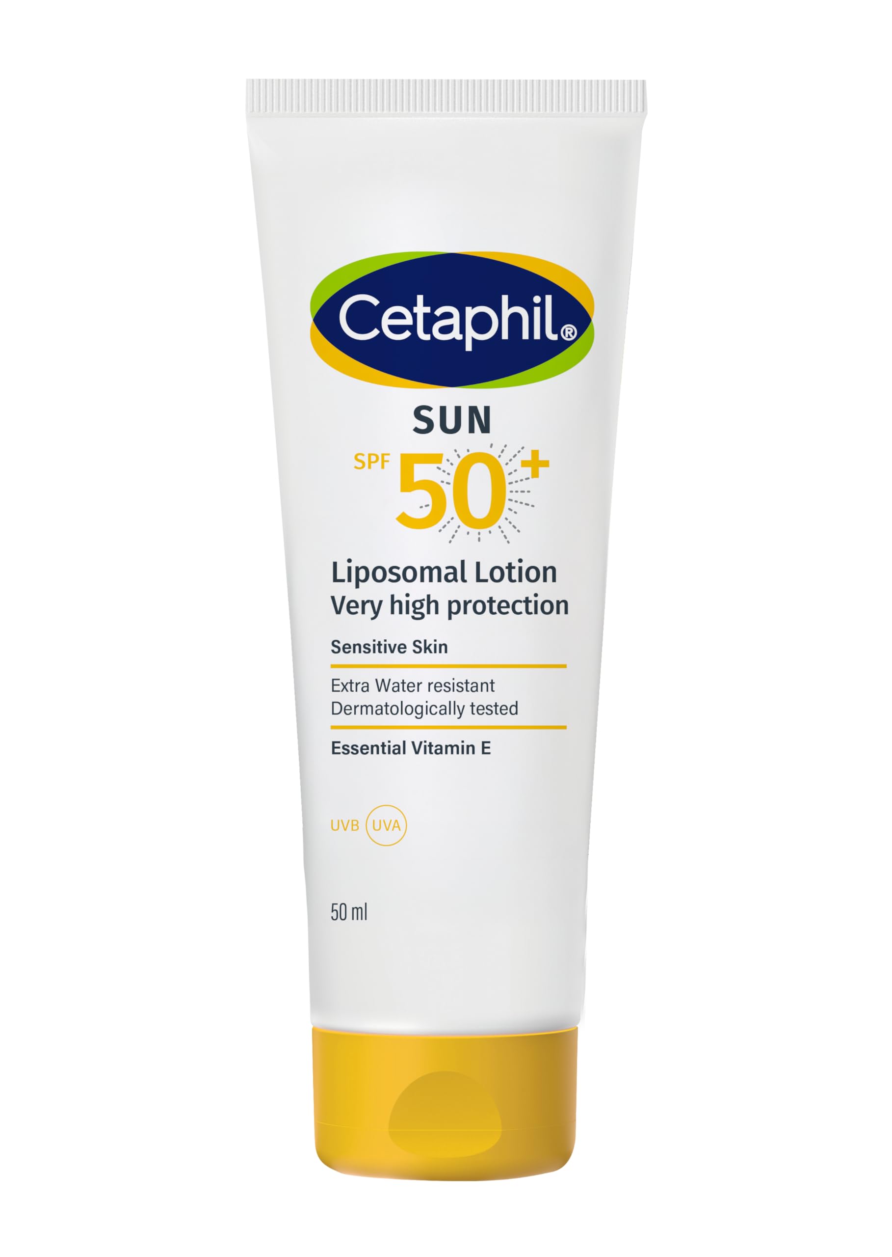 Sun Liposomal Lotion SPF 50+, Face & Body Moisturizer Sunscreen for Sensitive Skin, Very High Protection and Extra Water Resistant, Dermatologist Tested, Unscented, 50ml