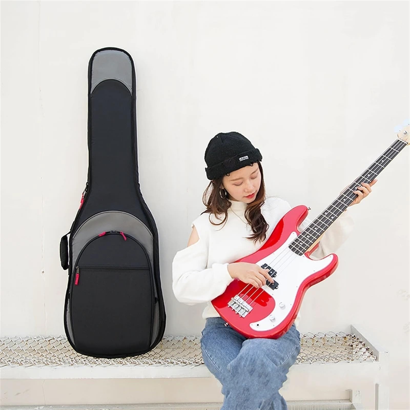 Funda de Guitarra Mochila for Guitarra eléctrica de algodón Grueso, Acolchada, Impermeable y Resistente al Agua(Gray)
