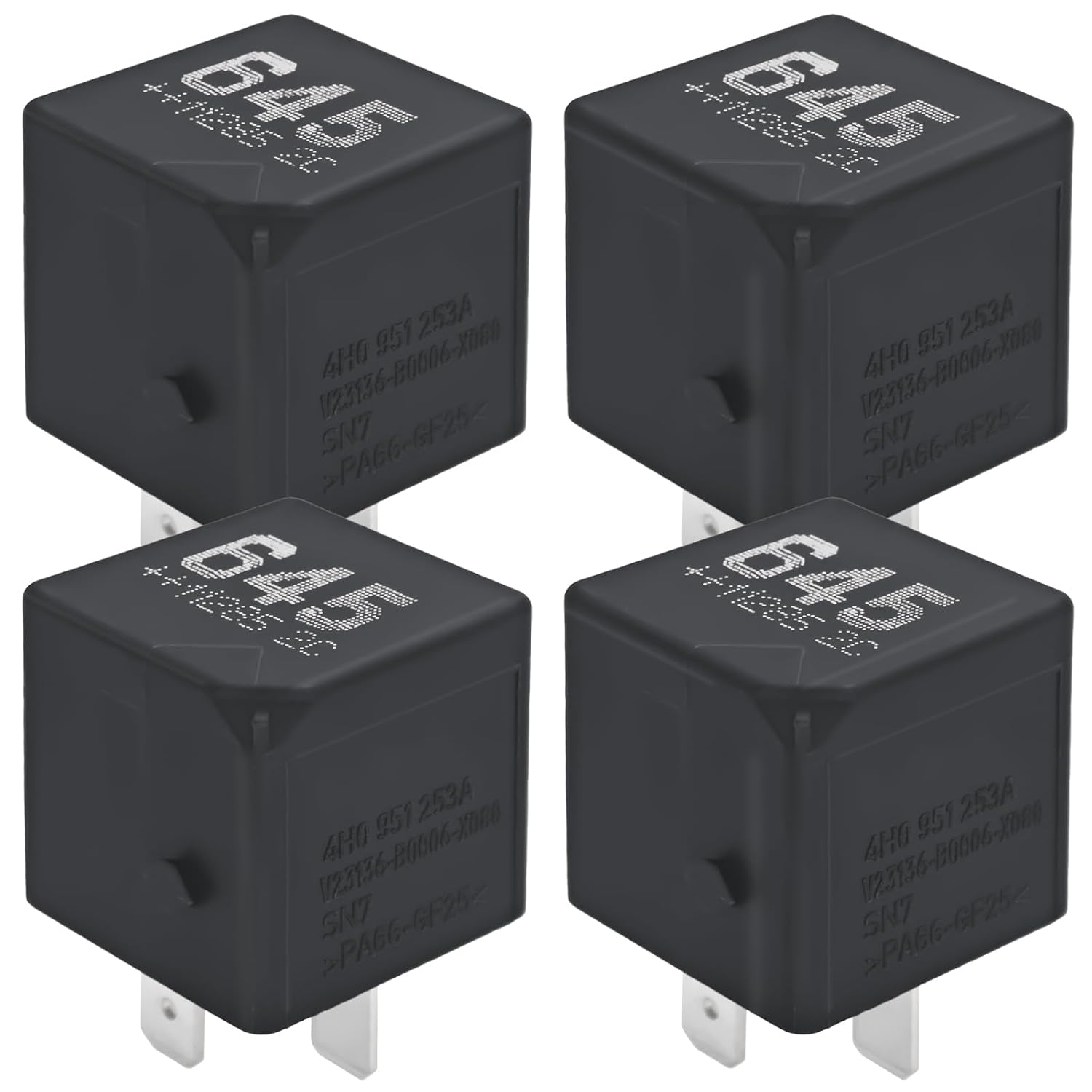 645 4H0951253A V23136-B0006-X080 Relay (Pack of 4) – 40A 12VDC 4-Pin SPST Automotive Relay for Volkswagen Tiguan, Audi Q5, A4, Atlas - Fixes P0230, P069E Codes
