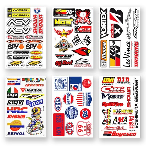 Motocross Dirt Bike Bikes Race Motorcycle motos rc Bicycle Trucks Parts Accessories Sponsor Logo ATV Skateboard Helmet Tool Box Racing Pack 6 Sheets Grafitti Vinyl Decals Stickers Kit D6722