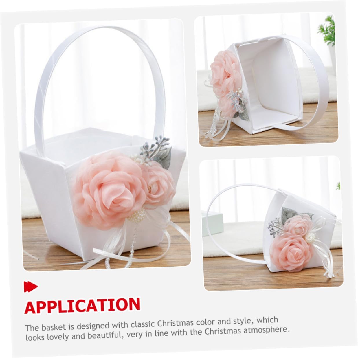 Wedding Flower Girl Basket Handheld Fabric Basket Bride Petal Storage Container for Wedding Party Ceremony Supplies