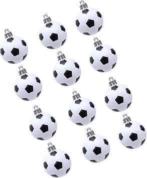 12Pcs Football Christmas Tree Baubles Shatterproof 4cm Soccer Ornaments For Holiday Wreath Mantel Decorations Christmas Tree Decorations Football