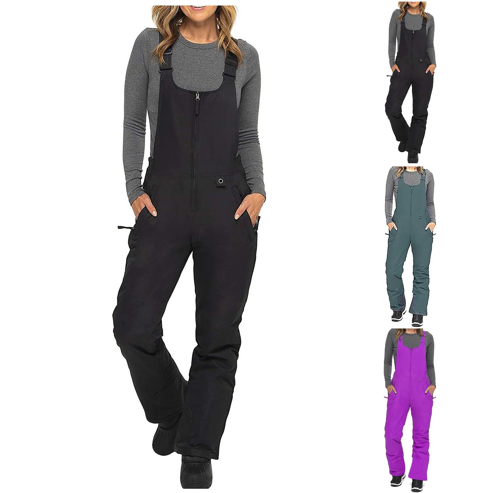 AACH Damen Skihose Winter Wasserdicht Winddicht Schneehose Softshellhose mit verstellbaren Trägern