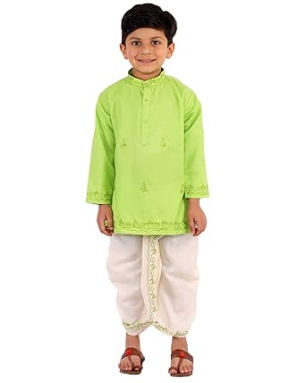 Superminis Baby Boys Embroidered Cotton Ethnic Wear Kurta with Dhoti