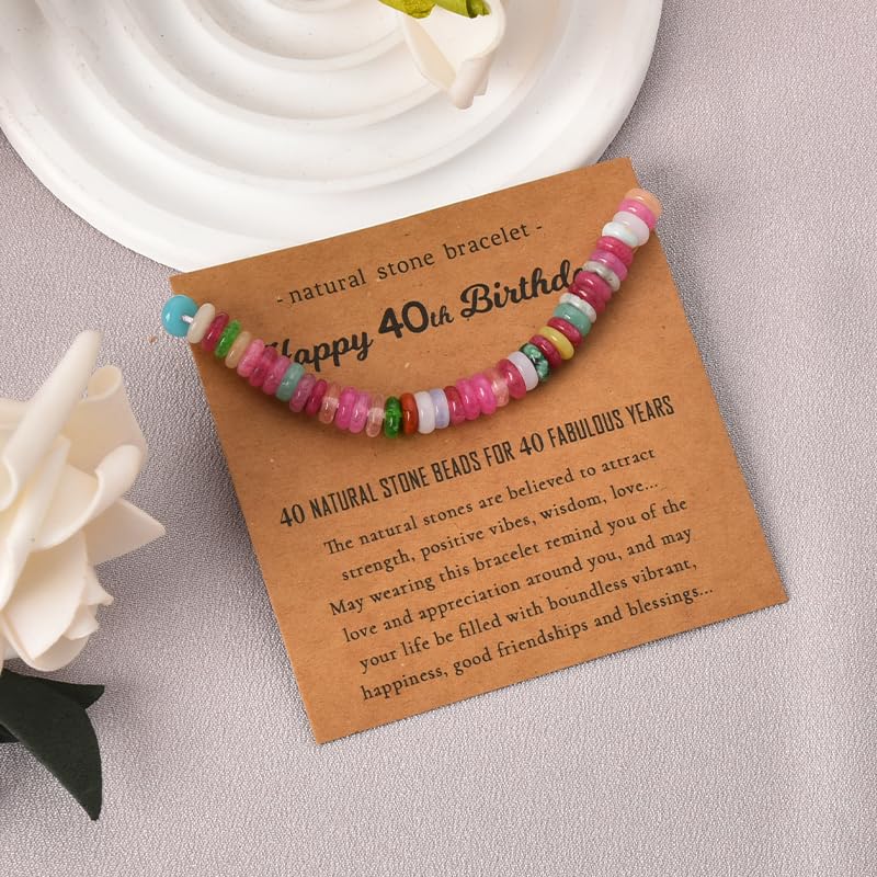 Image of Natural Stone Bracelet for Women Birthday Gifts for Mom Daughter Beaded Bracelets for Bestie Sister Bead Bracelet for Grandma
