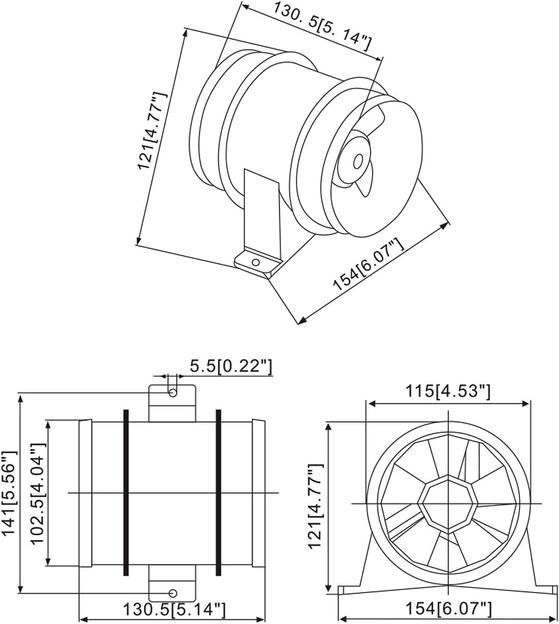 Boating Blowers Inline Blower，Bilge Blower 12V 4A Marine Bilge Blower