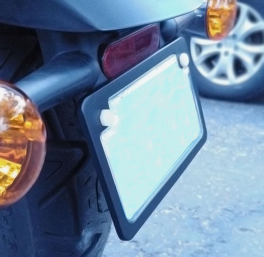 Custom Accessories Combos 92776 Clear Unbreakable Motorcycle License Plate Shield and Frame Combo with Black Frame