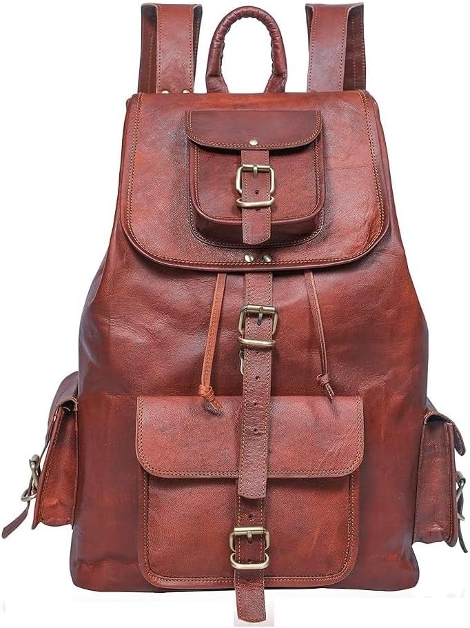 18 Inch Leather Backpack ( Brown )