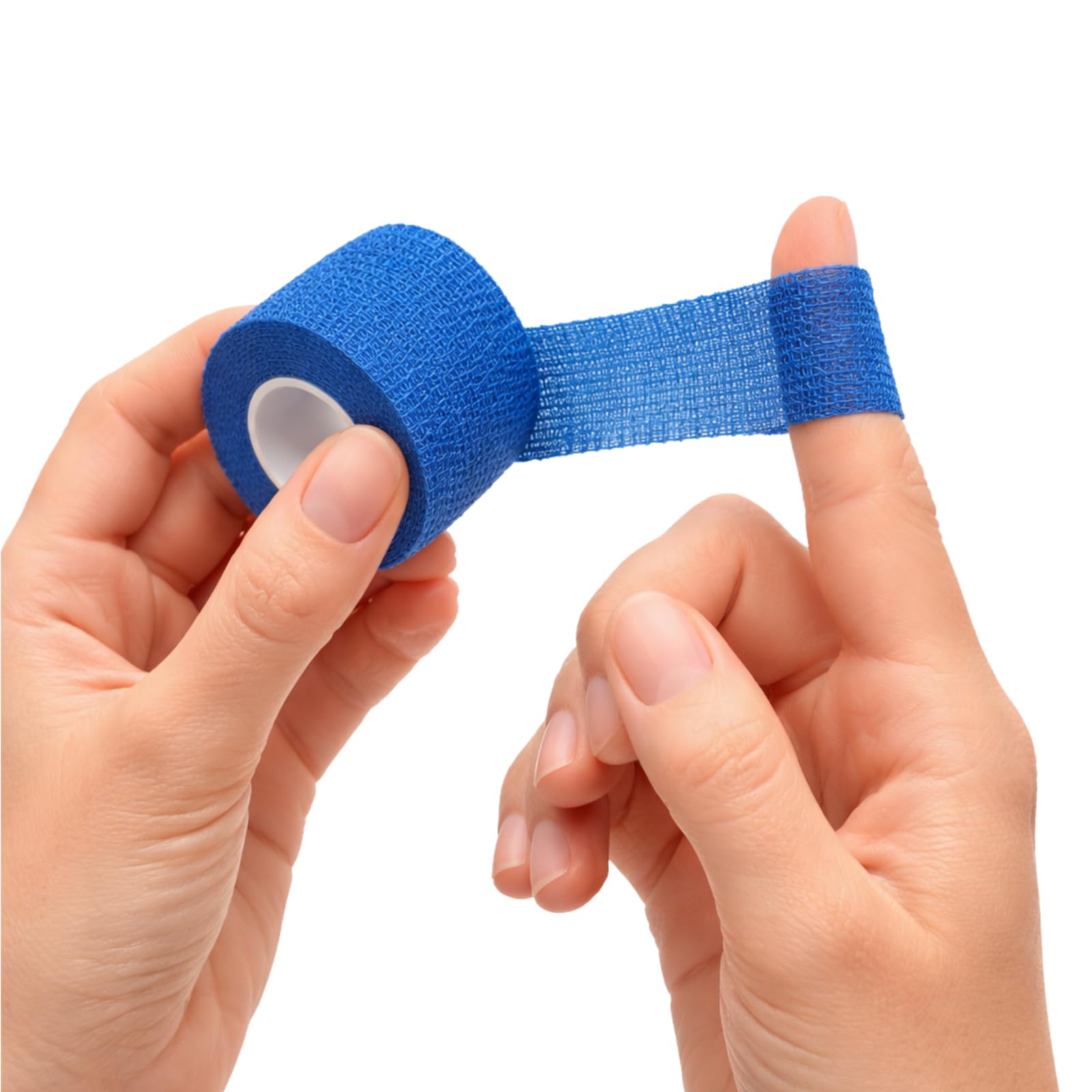 Fingerschnellverband selbsthaftend blau – 120er Pack – kohäsive Bandage ohne Klebstoff – wasserfest, elastisch, latexfrei – je 2,5 cm x 5 m – für Finger, Fingerkuppen & Gelenke