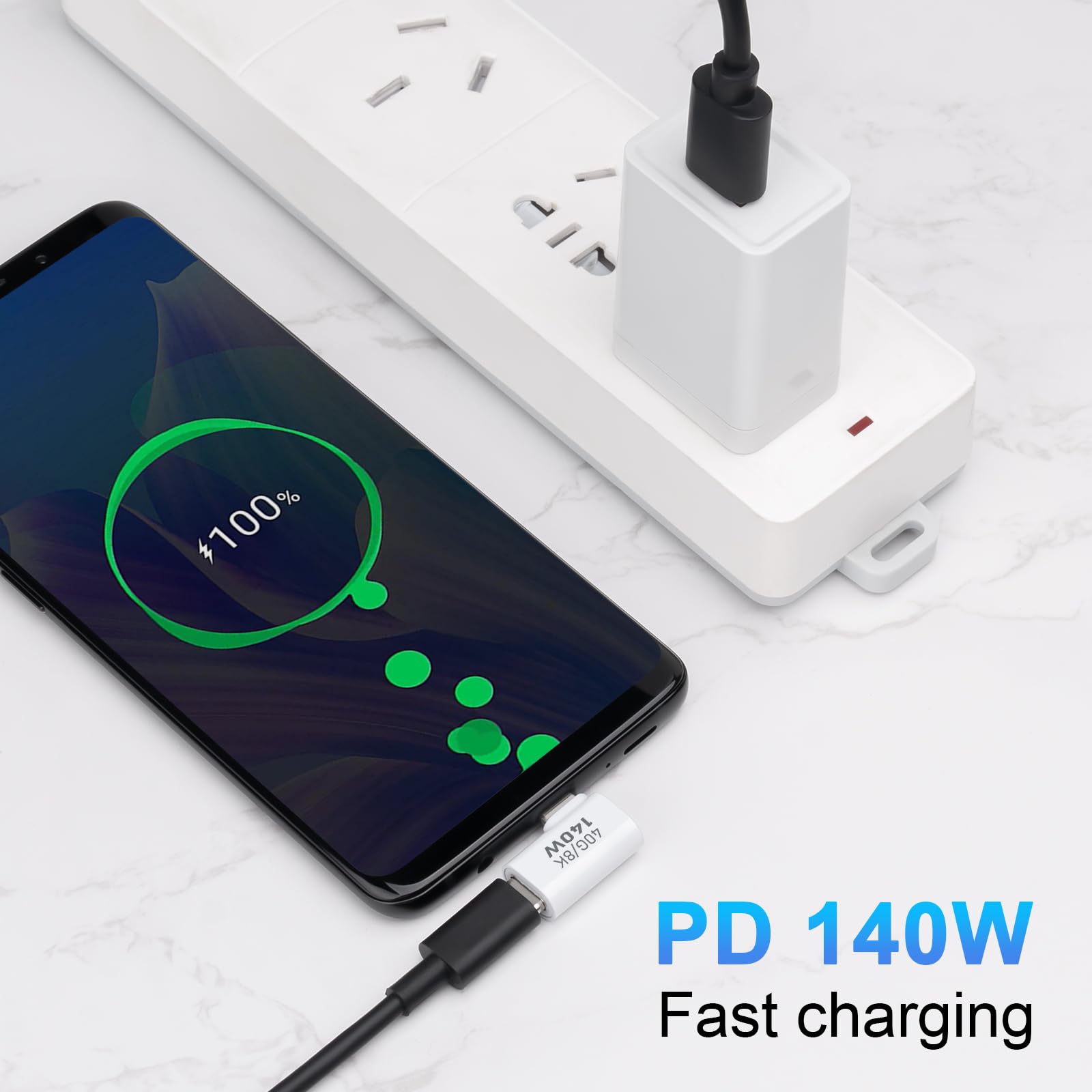 Adapter USB C 40 GB/8K 140 W, adapter USB 4.0 Side Bend typ C PD140W męski na żeński, idealny do MacBooka Pro/Air, Thunderbolt 4/3, HUB USB-C, Magsafe i innych
