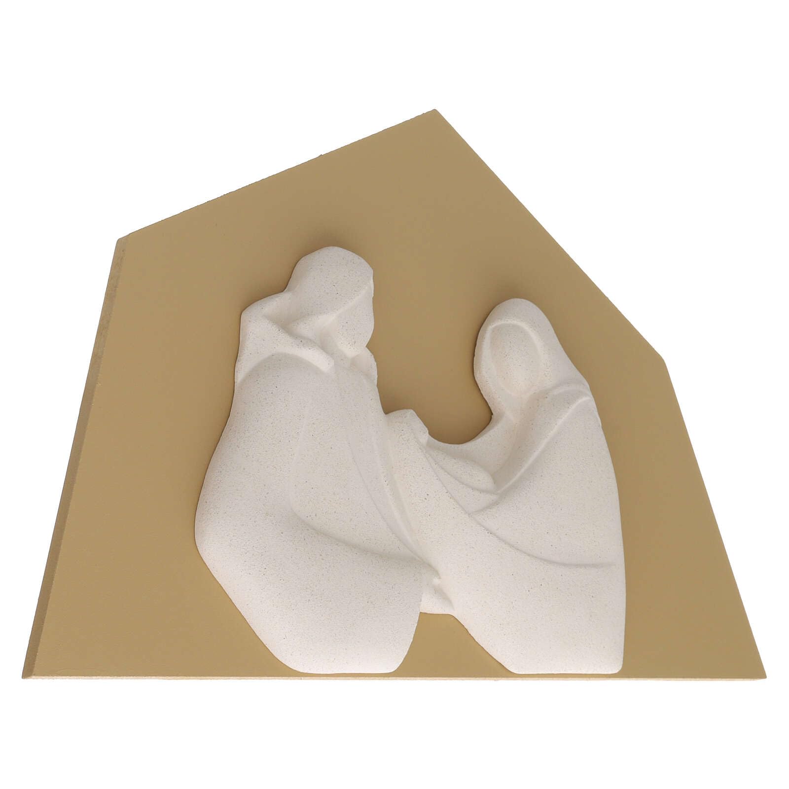 Holyart Nacimiento: Sagrada Familia Armonía Fondo Avellana Arcilla refractaria Cerámica Centro Ave 30x20 cm