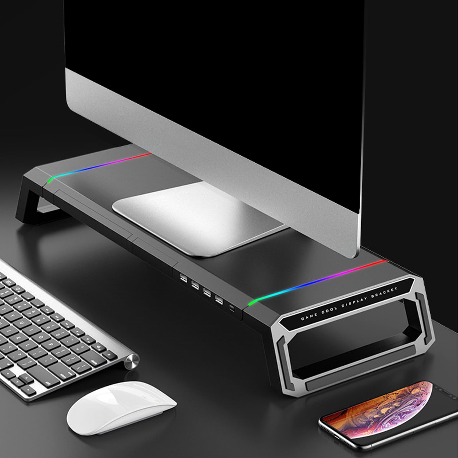 UncleS Moniteurs De D'écoute 30 Kg 'Ours Rack Poids avec des Colonnes 'éoutelles Pliables du Port USB avec Tiroir Rangement Et Emplacement Téléphonique pour Le Bureau des Moniteurs USB