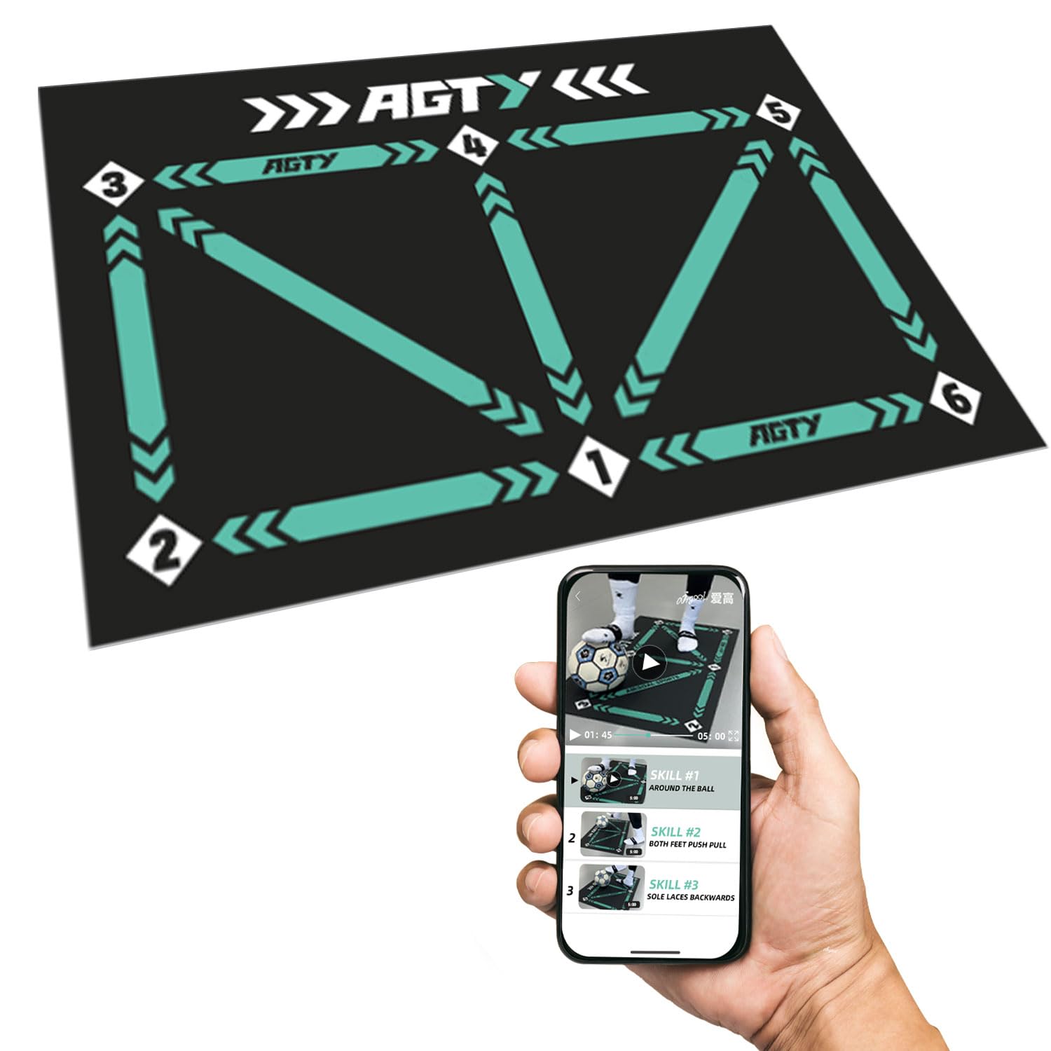 Soccer Training Mat,Indoor Soccer Training Mat,Football Door Mat Anti-Skid Carpet for Corner Football Field Ground, Silent Shock Absorption Soccer Trainer Mat (Black mat)