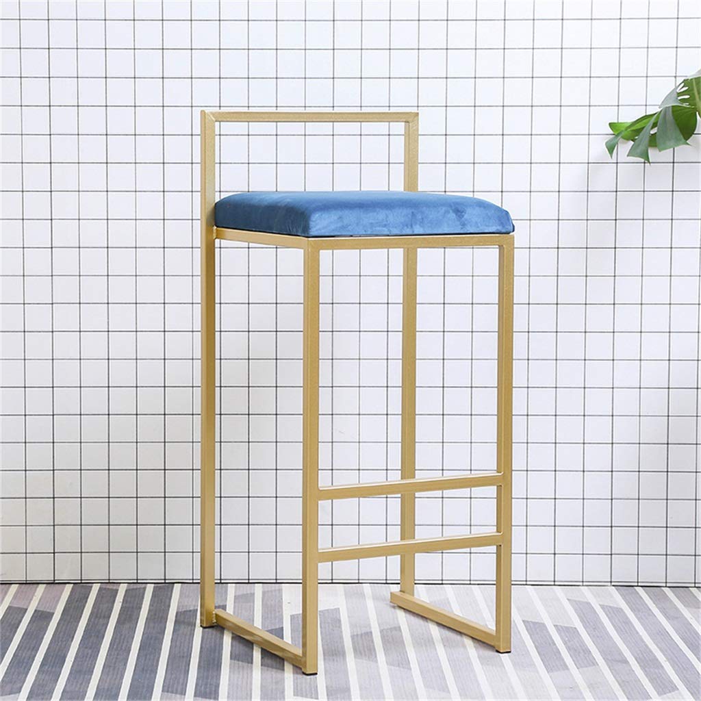 Chaise salle à manger moderne velours bleu dossier haut pieds métal