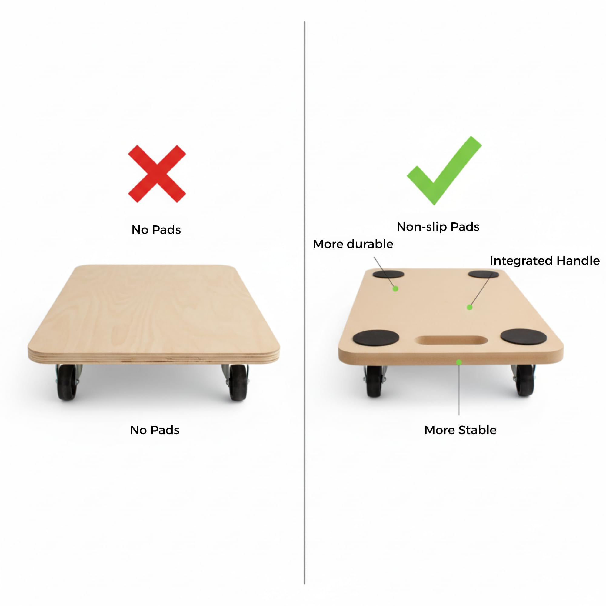 Base con Ruedas Rectangular - Plataforma con Ruedas, Carretilla De Carga, Base con Ruedas para Muebles Madera, Soporte con Ruedas para Plantas - 58x30cm (1)