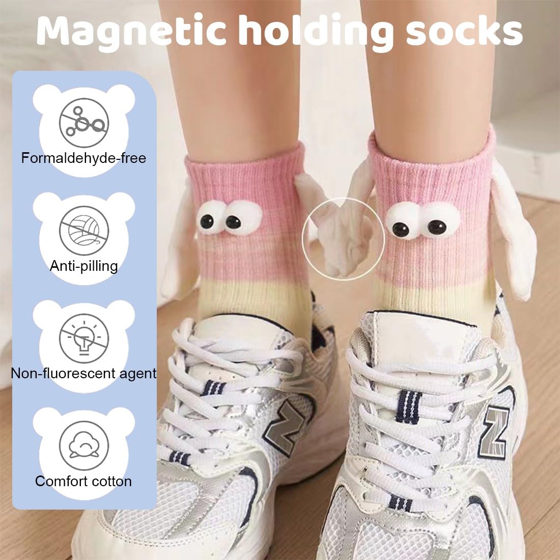 de calcetines magnéticos divertidos,Mediano Tubo Calcetines, calcetines 3d mano en la mano para mujeres hombres, par unisex divertido con las manos, calcetines para pareja