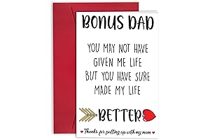 Bonus Dad Fathers Day Card, Dad Birthday Gifts From Stepdaughter Stepson, Unique...