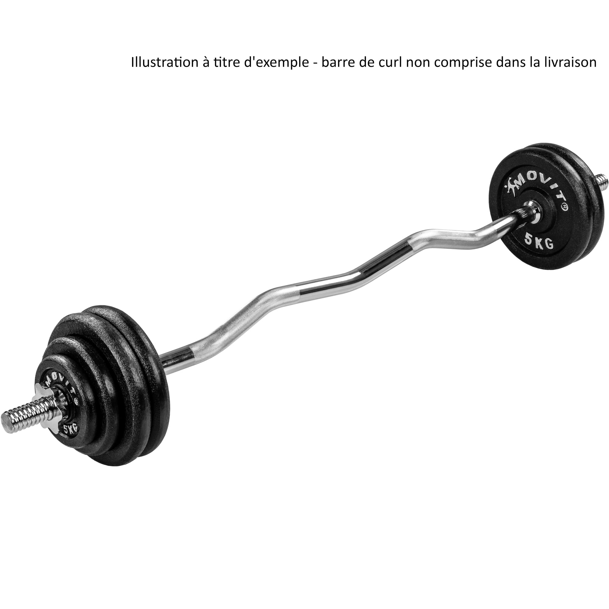 MOVIT Ensemble de disques d'haltères PRO en fonte de 0,5kg à 20,0kg, perçage 30/31 mm norme standard, ensemble de disques de poids testé contre les substances nocives Poids haltères