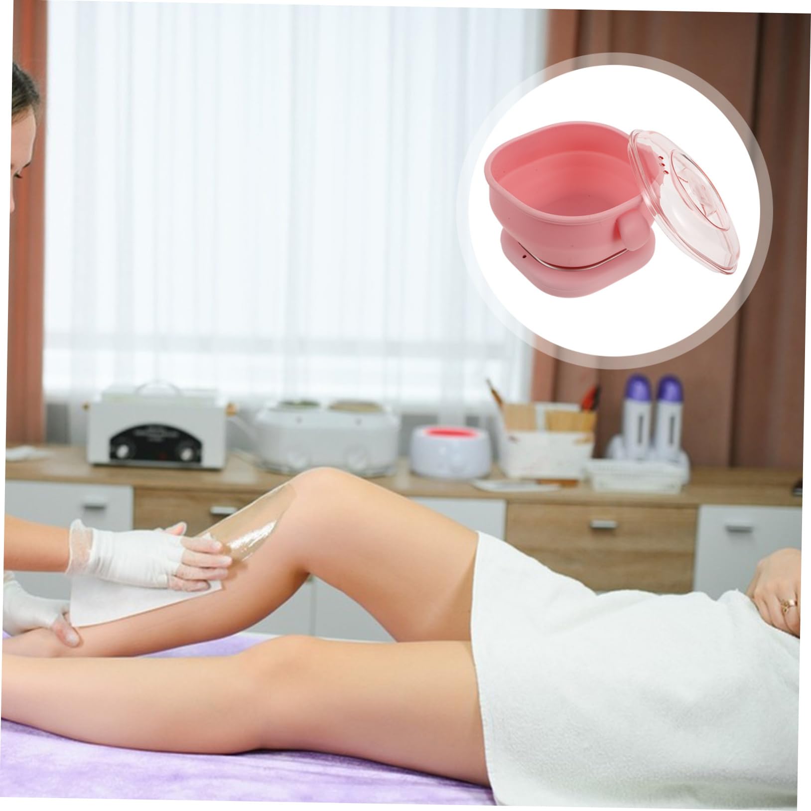 PACKOVE Scaldacera per Ceretta Portatile in Silicone Rosa Pieghevole, Facile da Pulire, Adatto per Gambe e Ascelle, Uso Domestico e Salone di Bellezza