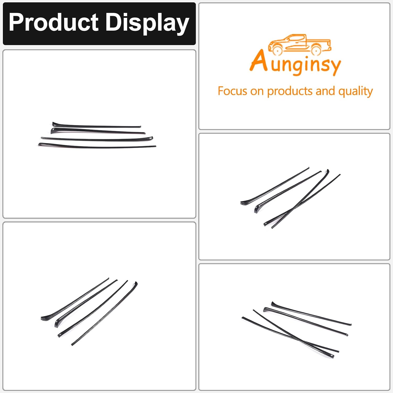 Aunginsy Front Rear Inner Door Panel Strip Trim Cover Compatible with Toyota Tundra 2022-2024 Car Side Door Panel Strip Cover Trim Door Armrest Panel Molding Decorative Strip ABS Interior Accessories