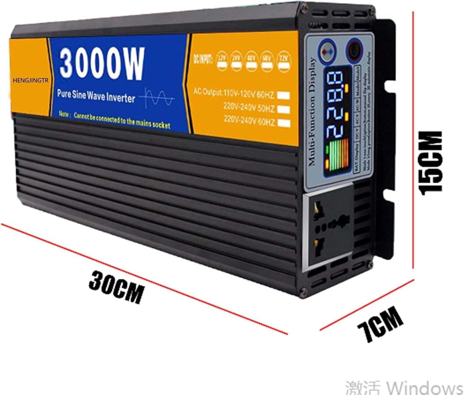 3000W Pure Sine Wave Solar Inverter - DC 12V/24V/48V/60V/72V, Low Frequency Split Phase Charger, High-Efficiency AC Output 120V/240V Power Converter