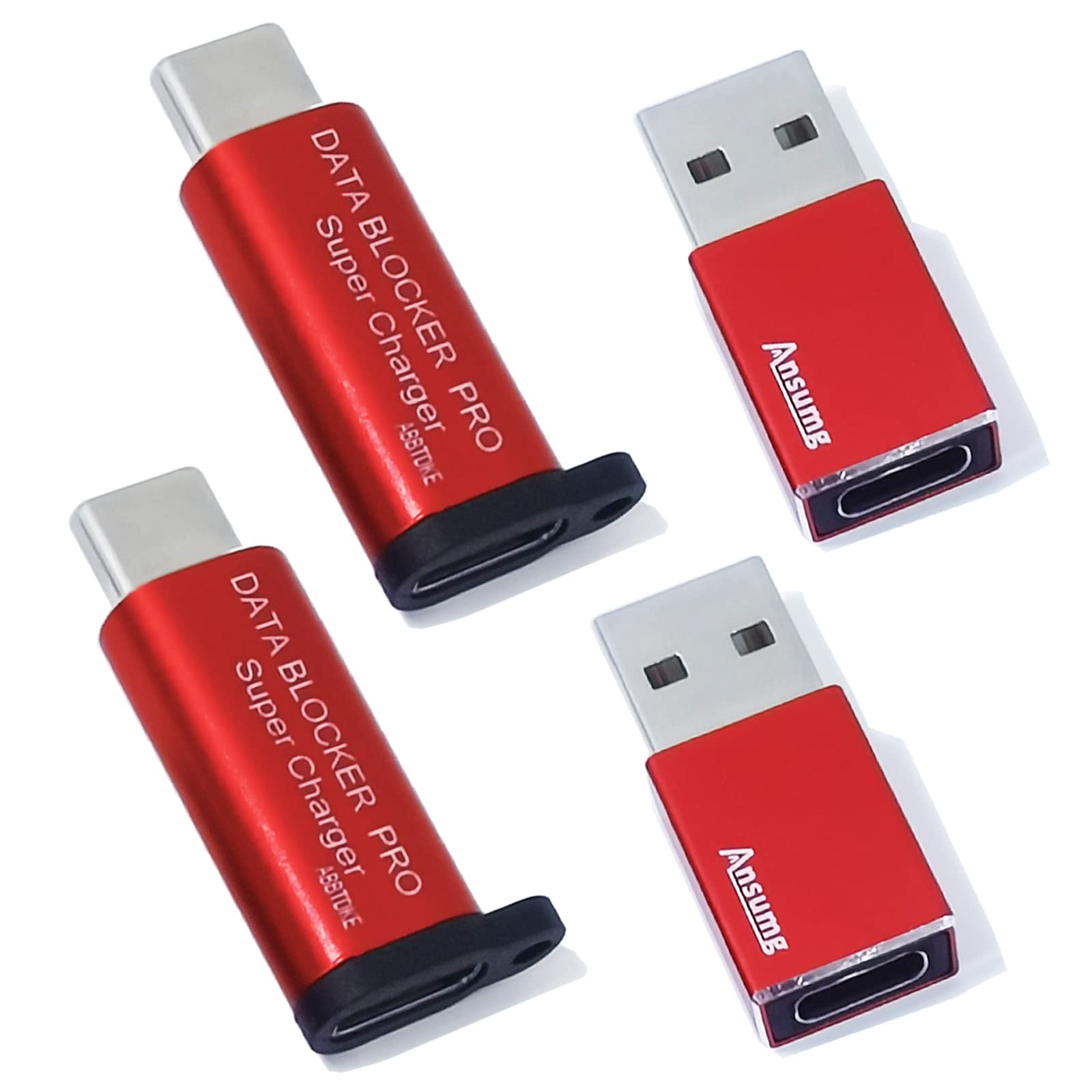 Generic Data Blocker, USB A to C & USB C to C (4-Pack), Protect Against Juice Jacking, 100% Guaranteed Prevent Hacker Attack, Support Safe Fast Charging up to 20V/4A
