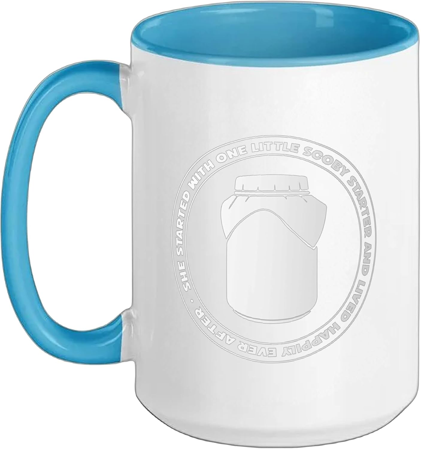 Kombucha Starter Kit for Tea Drink Lover Kombucha Ceramic Mug, Blue/White, 15oz