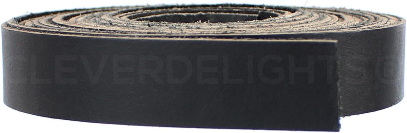 5 Pack - CleverDelights Black Leather Straps - 1" x 84" - Genuine Leather Strips - Jewelry Craft Hobby Home Decor Supply