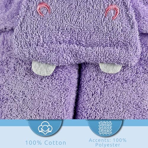 Image of SoapSox Hooded Towel & Slipper Set for Kids - Soft Cotton Towel w /Hand Pockets + Matching Slippers - 27x45 inch Gift Set