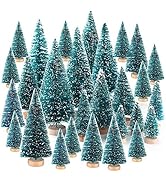 wonuu Artificial Mini Sisal Christmas Trees Snow Frost with Wooden Bases for Home Party Decoratio...
