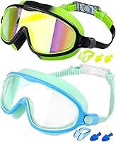 Vista 17 de Rantizon Swim Goggles 2 Pack, Wide View Anti Fog&UV Swimming Goggles for Audlt, No Leaking Swim Glasses for Men Women Kids