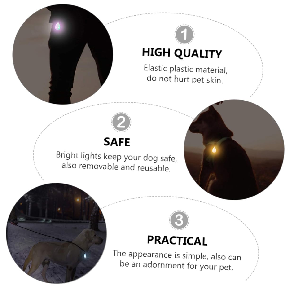 4 pcs Ornament Puppy Harness Pendant Supplies Glowing LED Labels for Night up on Pet Gloss, 6.5X3X0.5CMx3pcs, Plastic Faux Leather, plastic No Gemstone