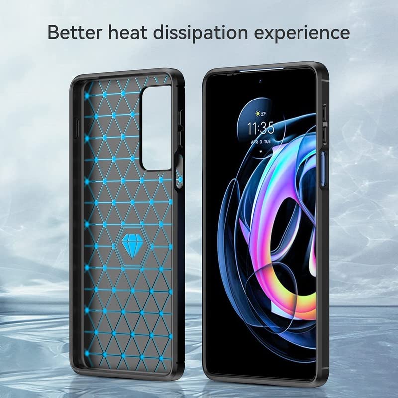 Image of NPRC Hybrid Ultra Slim Protective Case TPU Non-Slip Carbon Fiber Texture Shockproof Case Cover for Moto Edge 20 Fusion - Black