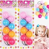 8 Pcs Large Bobble Ponytail Holders - Hair Ties with Balls for Girls, Kids, and Toddlers (Light Pink/Sky Blue/Orange/Hot Pink)