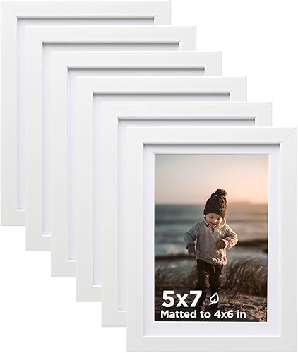 Vista 15 de KINLINK Juego de 6 portarretratos de madera de 6 x 8 pulgadas, marco de fotos de madera mate de 4 x 6 con plexiglás para 4 x 6 con paspartú o 6 x 8