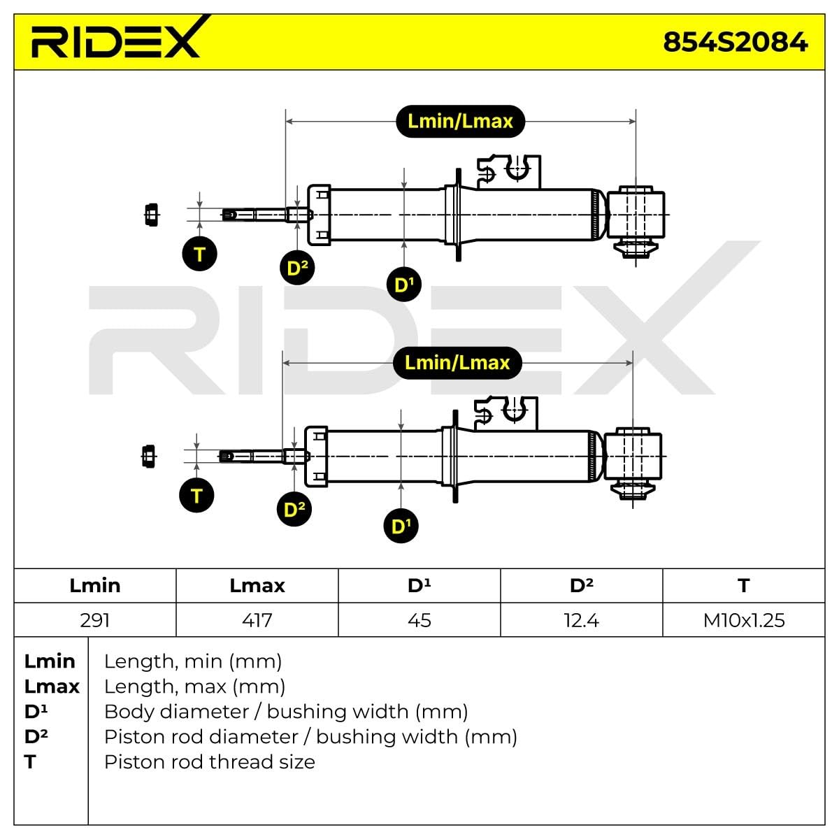 RIDEX 854S2084 2x Amortiguador Trasero Compatible con MINI Hatchback R50, R53